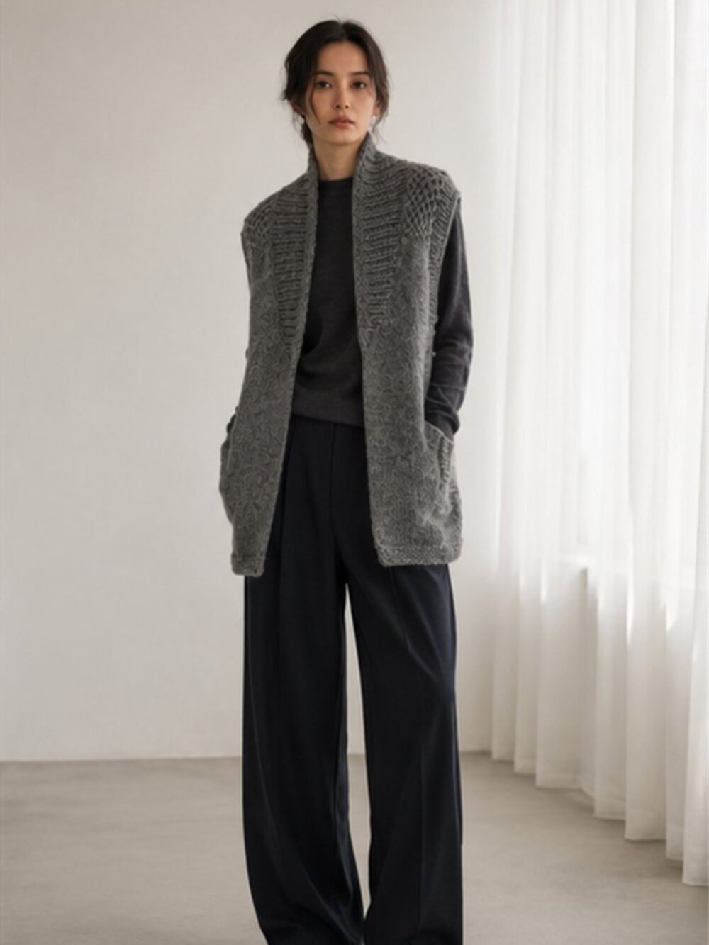 Bruce ii superfine alpaca knit vest - gray